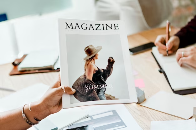 A man holds a fashion magazine in his hands