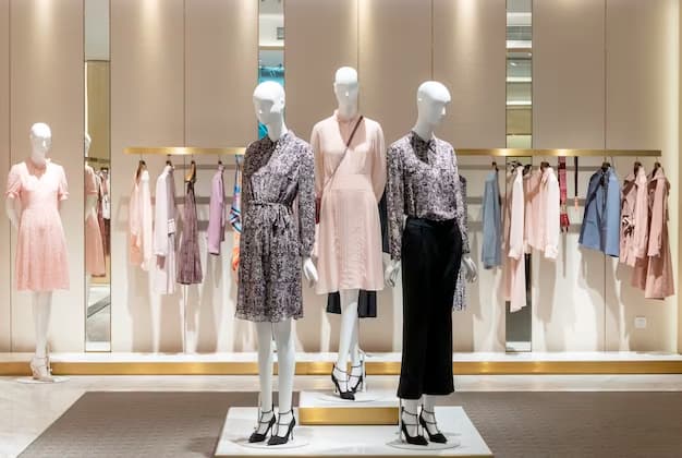 Front view of a boutique with mannequins